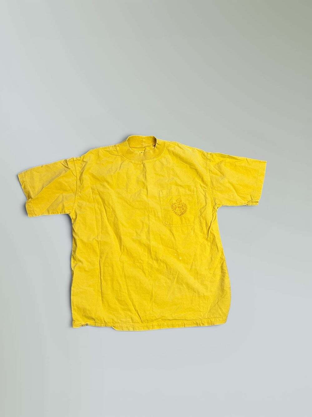 Details Men's Vintage 80s 90s Gold Embroidered Pocket Crewneck Tee Size Small